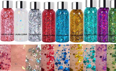 9 Pack Body Glitter Gel Mermaid Sequin Chunky Glitter Face Hair Nail Lip Glitter Gel Lasting