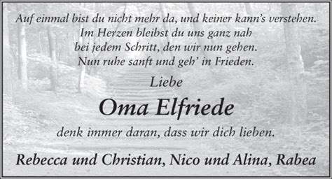 Traueranzeigen von Elfriede Müller trauer36 de