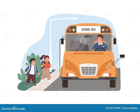 Children And Schoolbus In The Park Vector Illustration | CartoonDealer ...