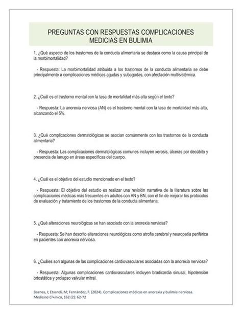 Preguntas Con Respuestas Complicaciones M Dicas En Bulimia Sharon