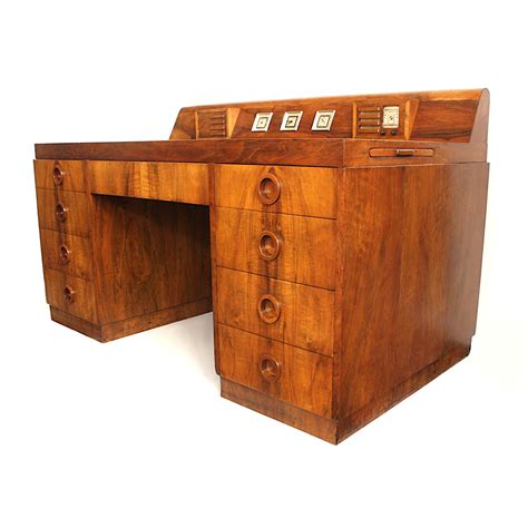 Important 1939 Walnut Art Deco Modern Dashboard Desk By Alexis De