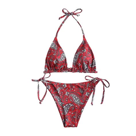 Blossomir Small Pit Stripe Printed Swimsuit Bikini Women S Summer Beach Party Bikini Walmart