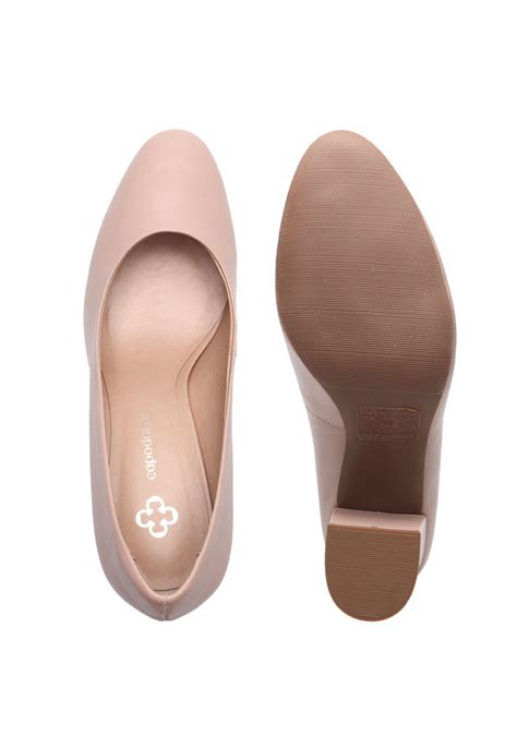 Scarpin Couro Capodarte Salto Grosso Nude Compre Agora Dafiti Brasil