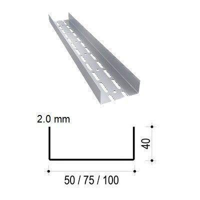 Profilis Knauf UA (įv. matmenys)x2mm, sustiprintas, durų staktoms, įv ...