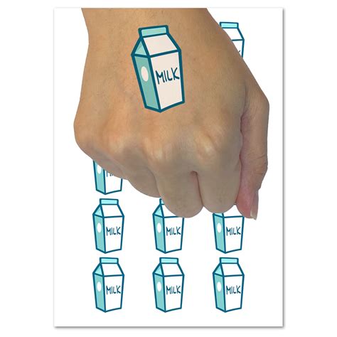 Milk Carton Water Resistant Temporary Tattoo Set Fake Body Art