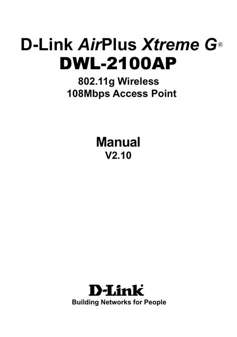 D Link DWL 2100AP AirPlus Xtreme G Manual Manualzz