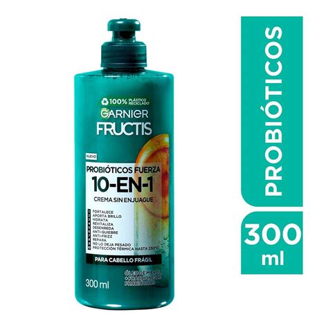 Crema Para Peinar Garnier Fructis Probióticos Fuerza 10 En 1 Cabello