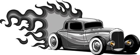 Premium Photo Illustration Of Hot Rod Car With Flames