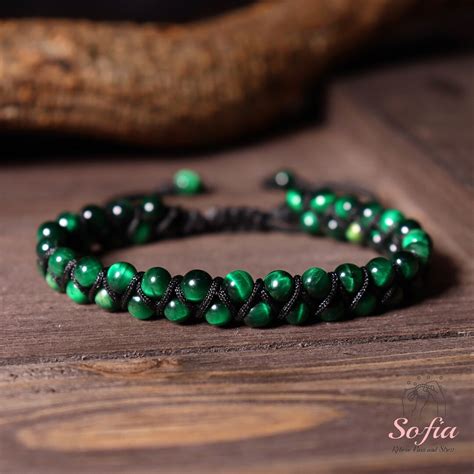 Green Tiger Eye Bracelet Tiger's Eye Gemstone Braided Bracelet Tiger ...