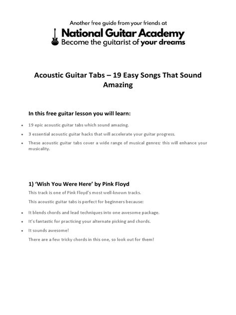 19 Cool Acoustic Guitar Tabs | PDF | Guitars | Song Structure