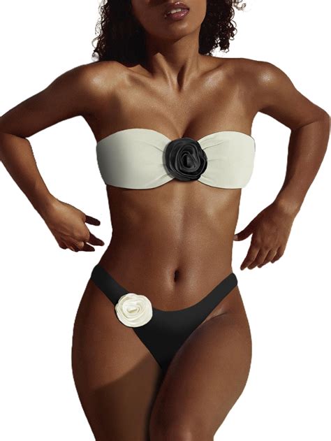 Stylenexa Women Sexy Floral Bikini Set High Cut Two Piece Swimsuit