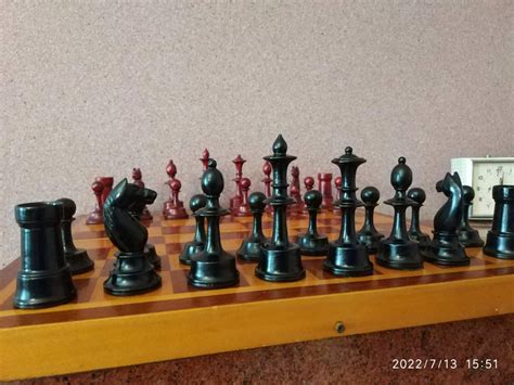 Vintage Soviet Chess Set Big Wooden Russian Chessmen Ussr In Etsy