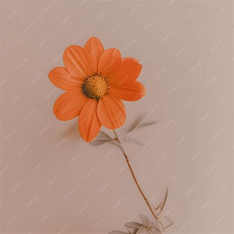 Premium Photo | Aesthetic Orange Flower With Leaves Retro Colors ...