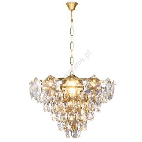 Candelabro Suspenso De Cristal Selena Xe W V Dourado Lampamania