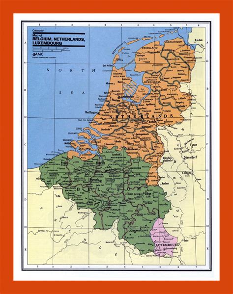 Political And Administrative Map Of Belgium Netherlands And Luxembourg