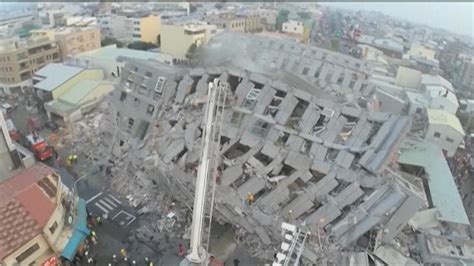 Aerial: Damage After Strong Earthquake Hits Taiwan