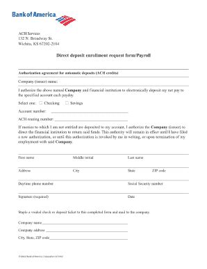 Boa Direct Deposit Form Fill Online Printable Fillable Blank