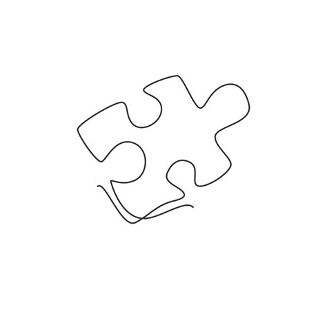 Single Continuous Line Drawing Of A Puzzle Piece For Human Creativity