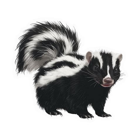 Sticker Of A Black And White Skunk Isolated On White Background