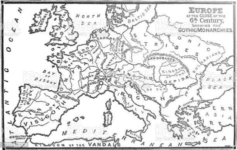 Antike Illustration Weltgeschichte Europakarte Ende Des 6 Jahrhunderts