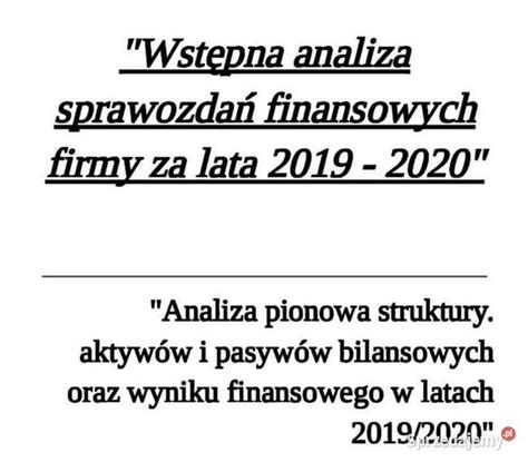 Wstępna analiza sprawozdań finansowych firmy ProjektStudia Warszawa