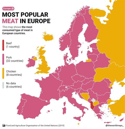 The Most Consumed Type Of Meat In European Maps On The Web