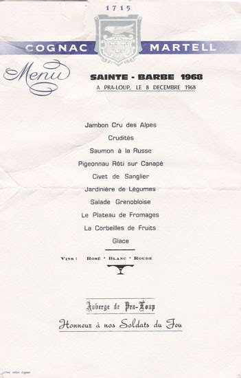 Menus De La Sainte Barbe