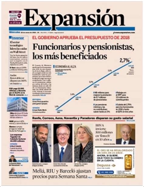 Las portadas de los periódicos económicos de hoy miércoles 28 de marzo