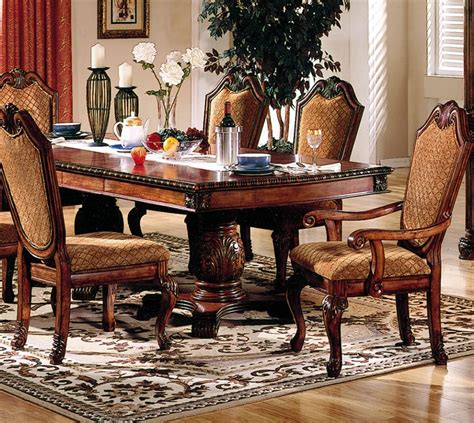 Chateau De Ville Double Pedestal Table 7 Piece Dining Set In Cherry Finish By Acme 04075