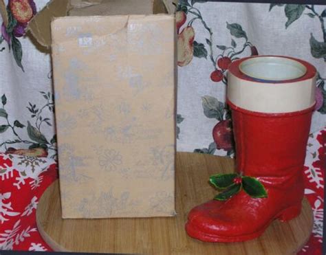 Vintage Paper Mache Christmas Santa Boot Candy Container With Original Box Antique Price