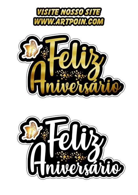 Feliz aniversário faixa para topo de bolo pronto para decorar e impri