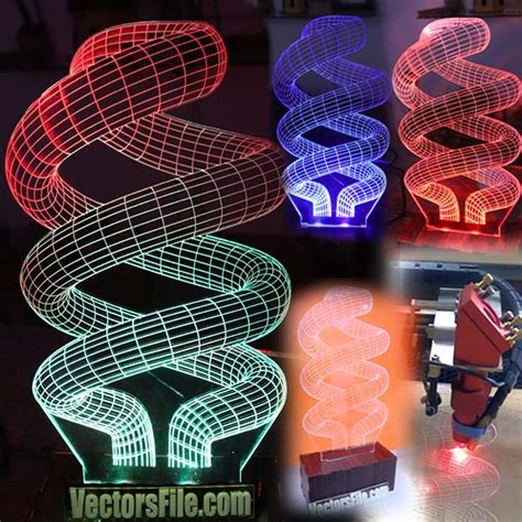 Laser Cut Acrylic Optical 3d Illusion Led Lamp Night Light Acrylic Lamp Vector File Vectors File