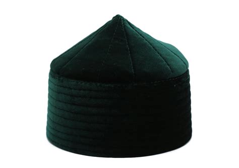 Green Velvet Naqshibandi Kufi Muslim Takke Peci Kofia Hat Topi Dervish