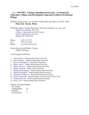 Fillable Online Cals Ncsu NSCORT Calcium Signaling And Gravity