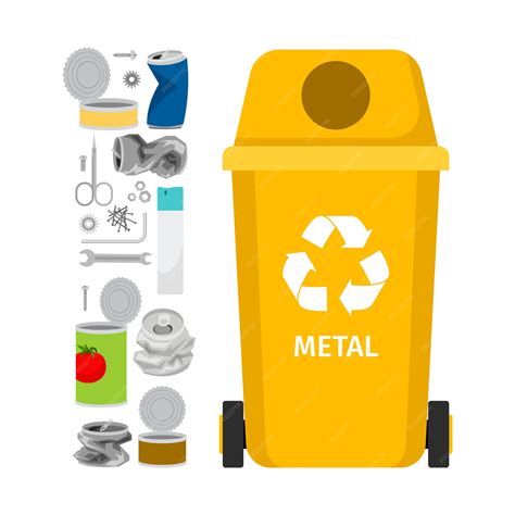 Premium Vector Yellow Garbage Can With Metal Trash