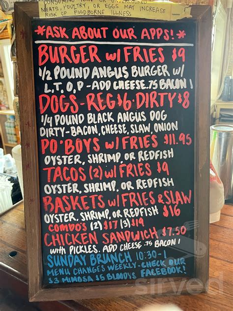 Menu for The Fillin' Station in Beaufort, SC | Sirved