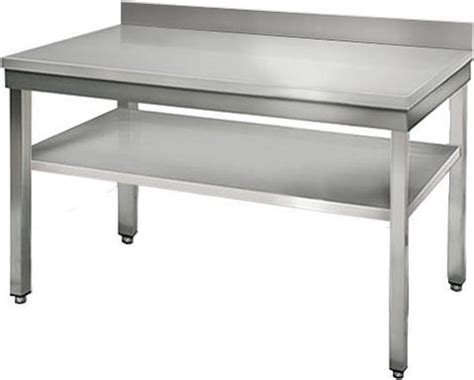 RVS Werktafel Eco 1200 X 700 Mm Met Bodemplaat Opstaande Rand