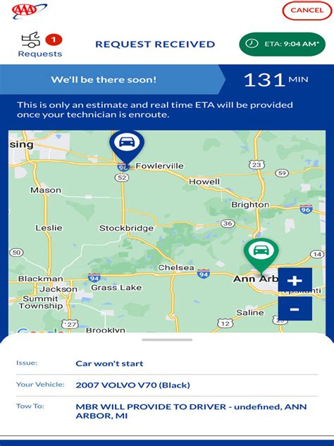aaa roadside assistance service tracking