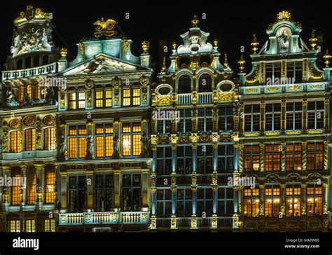 Facades Of Guild Houses Of The Grand Place Or Main Square Of Brussels