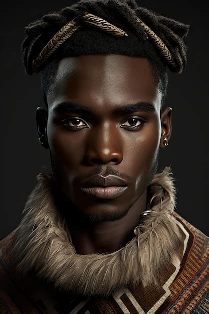 Studio Portrait Of A Young African Man Dressed In Traditional Folk