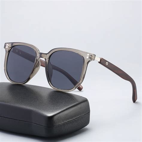 Sunglasses New Retro Polygonal Large Frame Wooden Grain Mirror Legs Korean Version Sunglasses