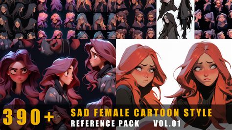 Waterlaws Studio 390 Sad Female Cartoon Style References Pack Vol01