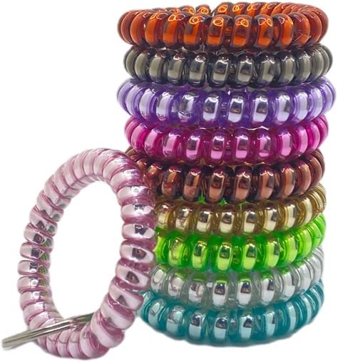 Muluo 10 Pack Colorful Spring Wrist Coil Keychain Coil Bracelets Keychain For Gym