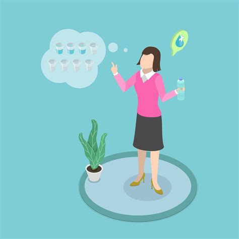 3D Isometric Flat Illustration of Hydration, Thirst Control and