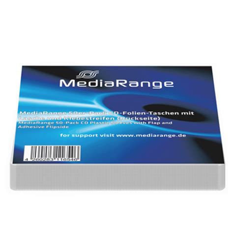 MediaRange Pochettes plastifiées transparent pour CD DVD avec rabat