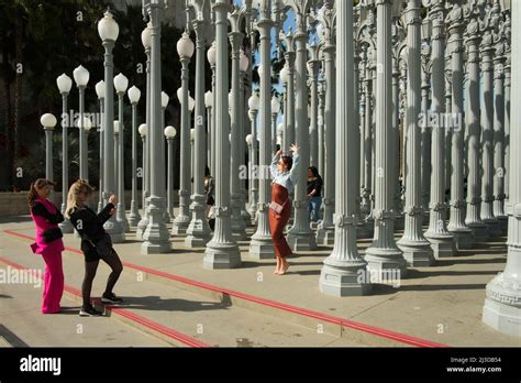 Urban Light at LACMA museum. Los Angeles, California, USA Stock Photo ...