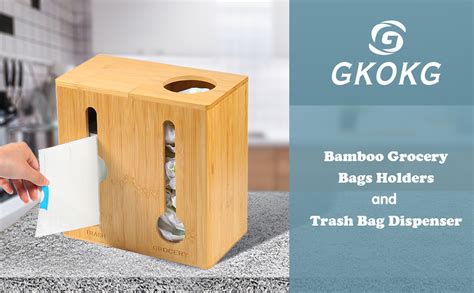 Amazon Grocery Bag Holder And Trash Bag Dispenser 2 IN 1 Bamboo