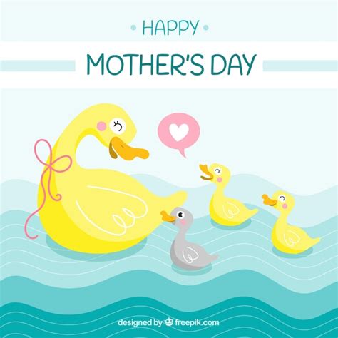 Cute Background With Ducks For Mothers Day Free Vector