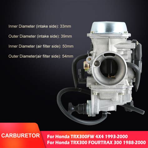 New Carburetor Fit For Honda Trx 300 300fw Trx300 Fourtrax 1988 2000