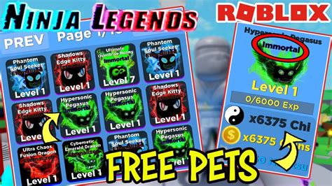 FREE IMMORTAL LEGENDS CRYSTAL PETS IN NINJA LEGENDS Roblox YouTube